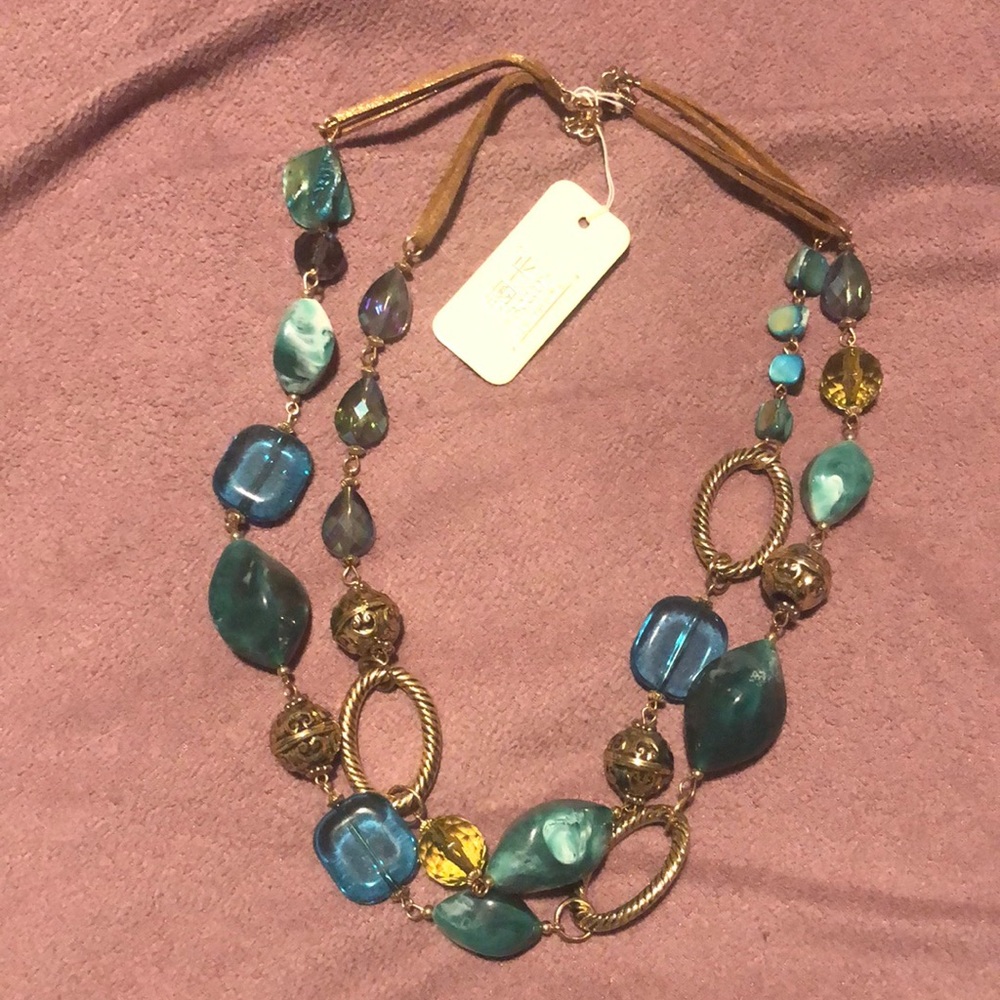 Bronze and teal Bocar necklace